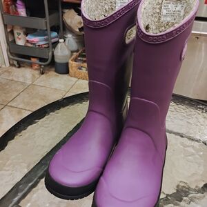 Bogs Kid's Purple Rainboots Plush, Winter Boots, Youth 4